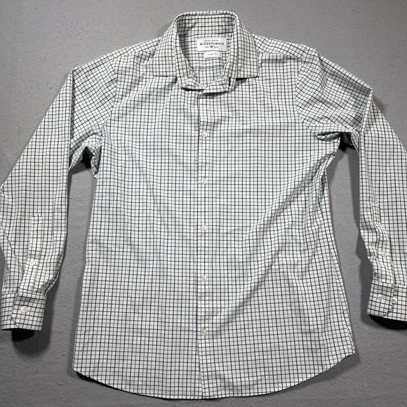 Mizzen+Main Leeward Collection Shirt XL Trim Fit Green Navy Check Performance - Picture 2 of 12